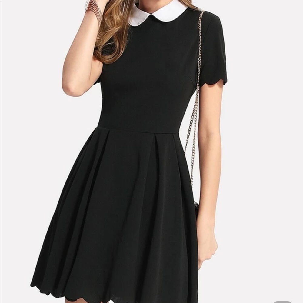 Black Scalloped Dress w/ White Peter Pan Collar